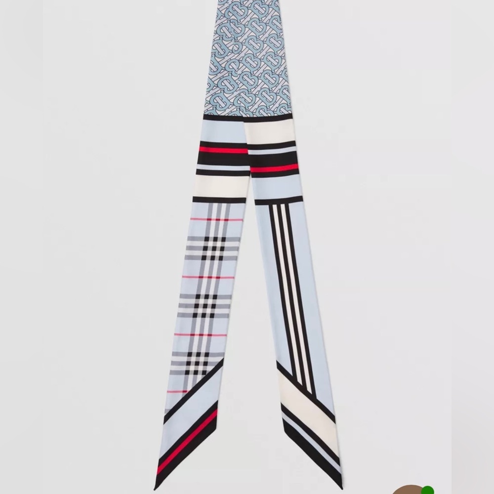 Montage Print Silk Skinny Scarf
